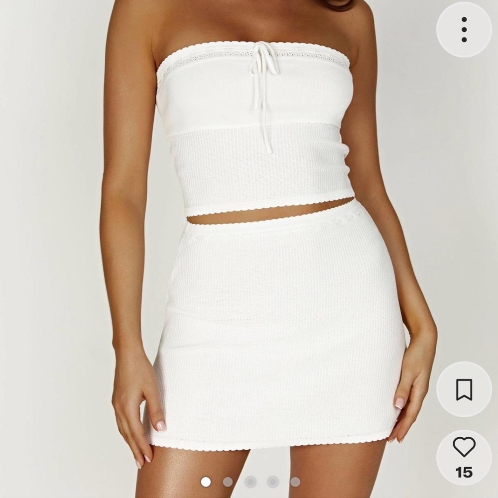 Meshki Kyra Waffle Knit Tube Top - white size small